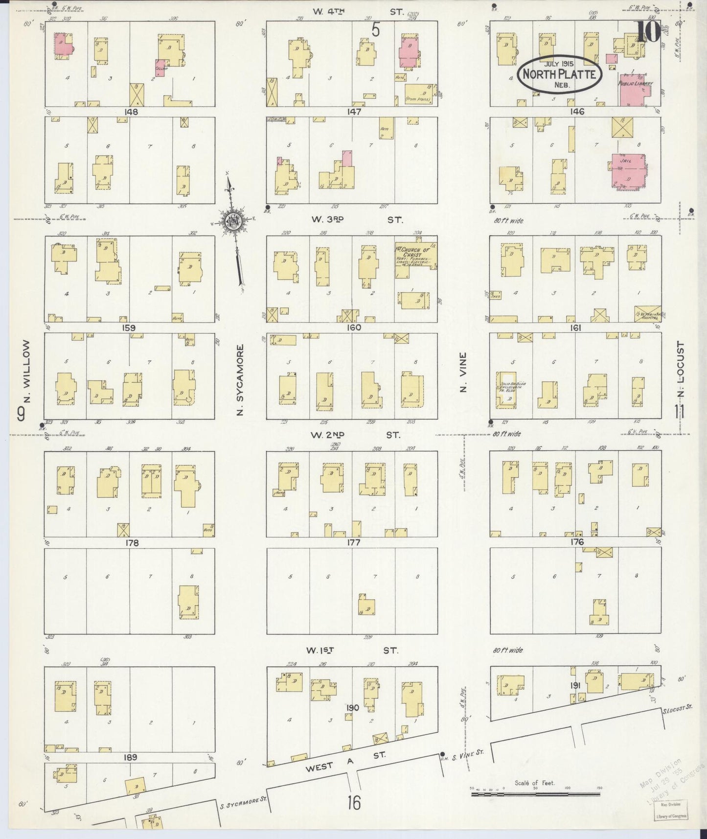 Sanborn Fire Insurance Map from North Platte, Lincoln County, Nebraska (1915), Sheet #0010 - Complete Map Set gallery image, historic Sanborn map, vintage wall art, Nebraska Nebraska