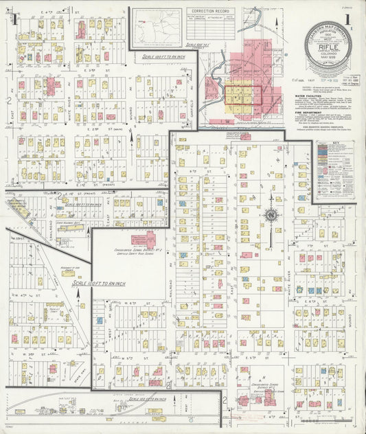 Sanborn Fire Insurance Map from Rifle, Garfield County, Colorado (1939), Sheet #0001 - Complete Map Set gallery image, historic Sanborn map, vintage wall art, Colorado Colorado