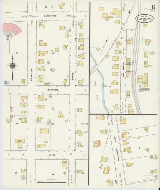 Sanborn Fire Insurance Map from Blossburg, Tioga County, Pennsylvania (1911), Sheet #0006 - Historic Sanborn Fire Insurance Map Print, vintage old map wall art, antique decor, genealogy gift, Pennsylvania Pennsylvania map