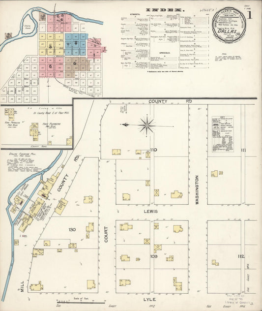 Sanborn Fire Insurance Map from Dallas, Polk County, Oregon (1892), Sheet #0001 - Complete Map Set gallery image, historic Sanborn map, vintage wall art, Oregon Oregon