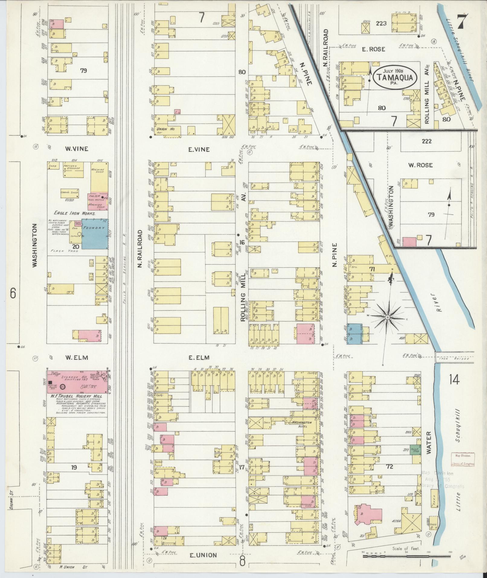 Sanborn Fire Insurance Map from Tamaqua, Schuylkill County, Pennsylvania (1908), Sheet #0007 - Complete Map Set gallery image, historic Sanborn map, vintage wall art, Pennsylvania Pennsylvania