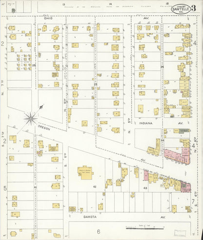 Sanborn Fire Insurance Map from Sawtelle, Los Angeles County, California (1907), Sheet #0003 - Complete Map Set gallery image, historic Sanborn map, vintage wall art, California California