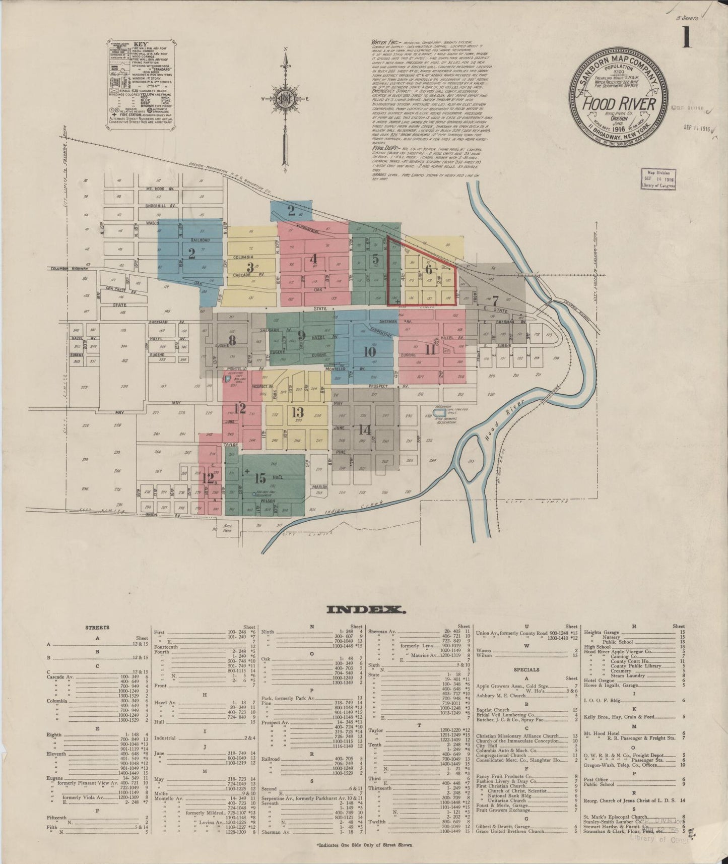 Sanborn Fire Insurance Map from Hood River, Hood River County, Oregon (1916), Sheet #0001 - Complete Map Set gallery image, historic Sanborn map, vintage wall art, Oregon Oregon