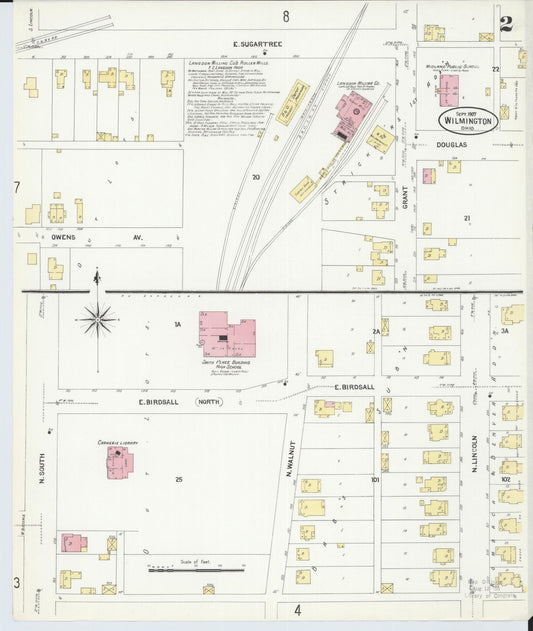 Sanborn Fire Insurance Map from Wilmington, Clinton County, Ohio (1907), Sheet #0002 - Historic Sanborn Fire Insurance Map Print, vintage old map wall art, antique decor, genealogy gift, Ohio Ohio map