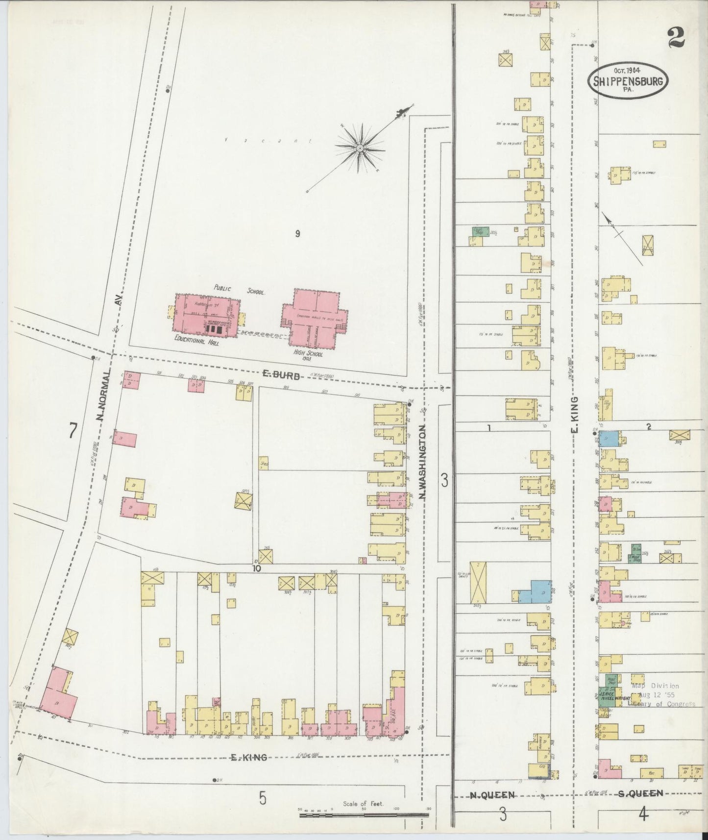 Sanborn Fire Insurance Map from Shippensburg, Cumberland And Franklin Counties, Pennsylvania (1904), Sheet #0002 - Complete Map Set gallery image, historic Sanborn map, vintage wall art, Counties Pennsylvania