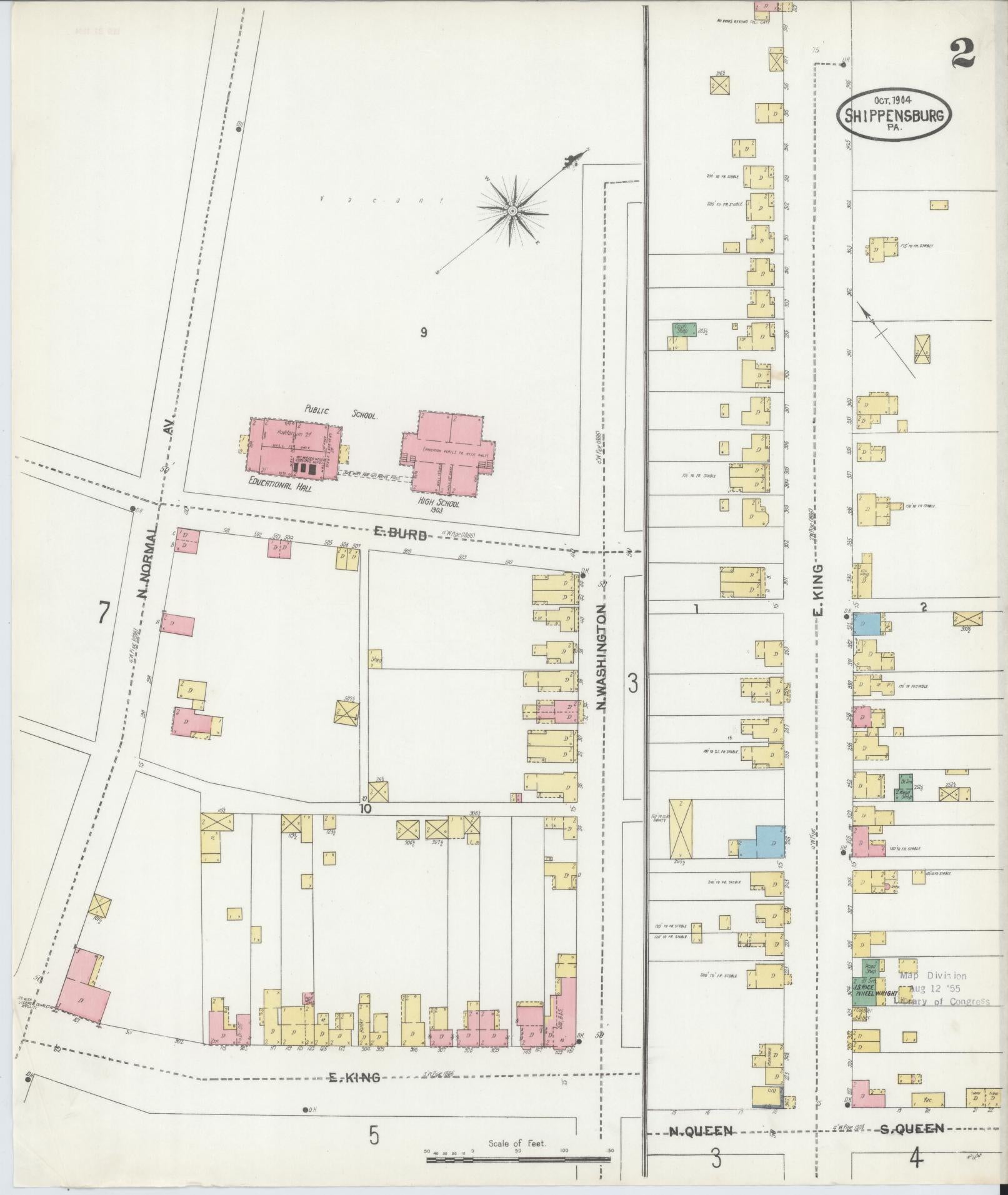 Sanborn Fire Insurance Map from Shippensburg, Cumberland And Franklin Counties, Pennsylvania (1904), Sheet #0002 - Complete Map Set gallery image, historic Sanborn map, vintage wall art, Counties Pennsylvania