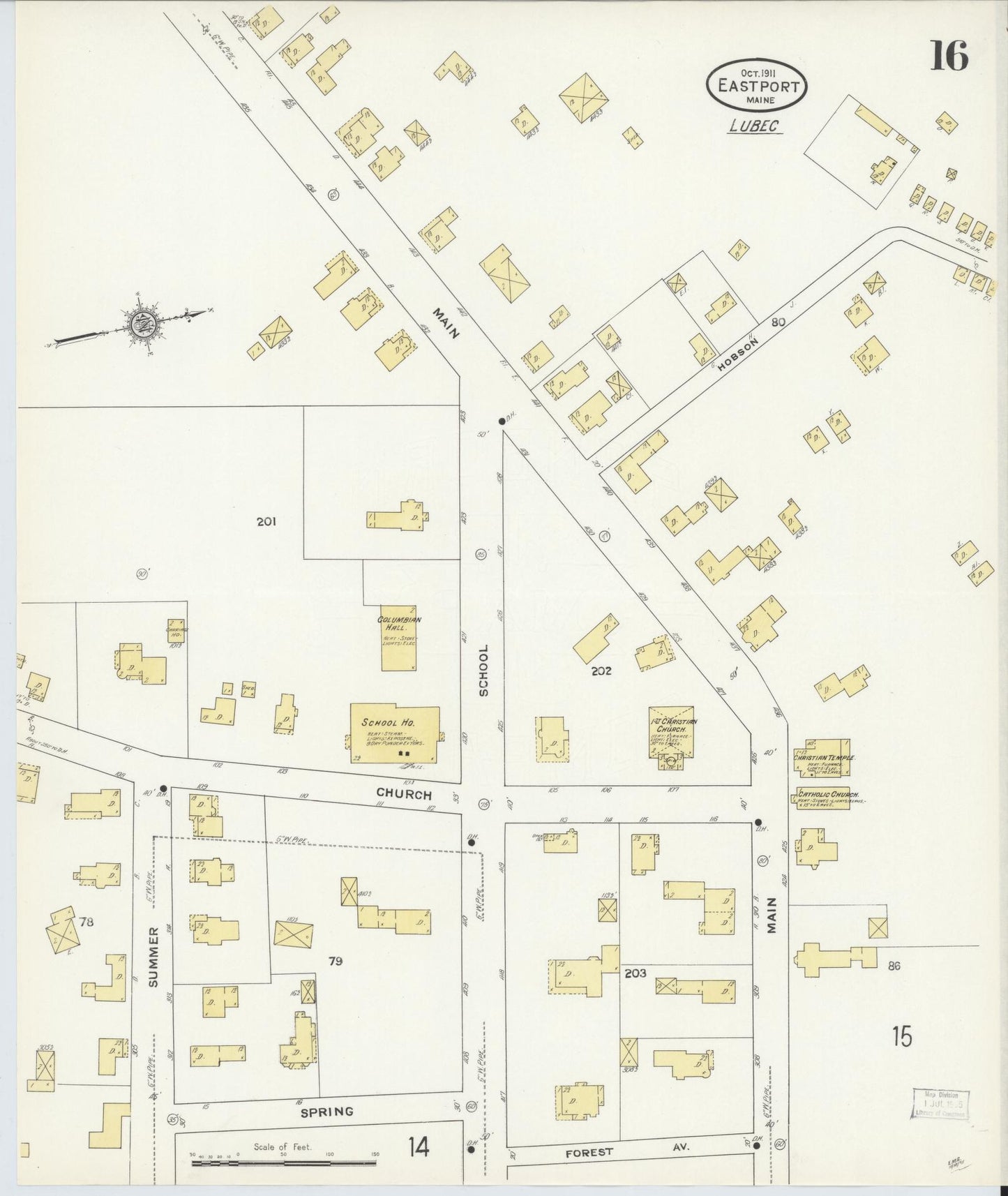Sanborn Fire Insurance Map from Eastport, Washington County, Maine (1911), Sheet #0016 - Complete Map Set gallery image, historic Sanborn map, vintage wall art, Maine Maine