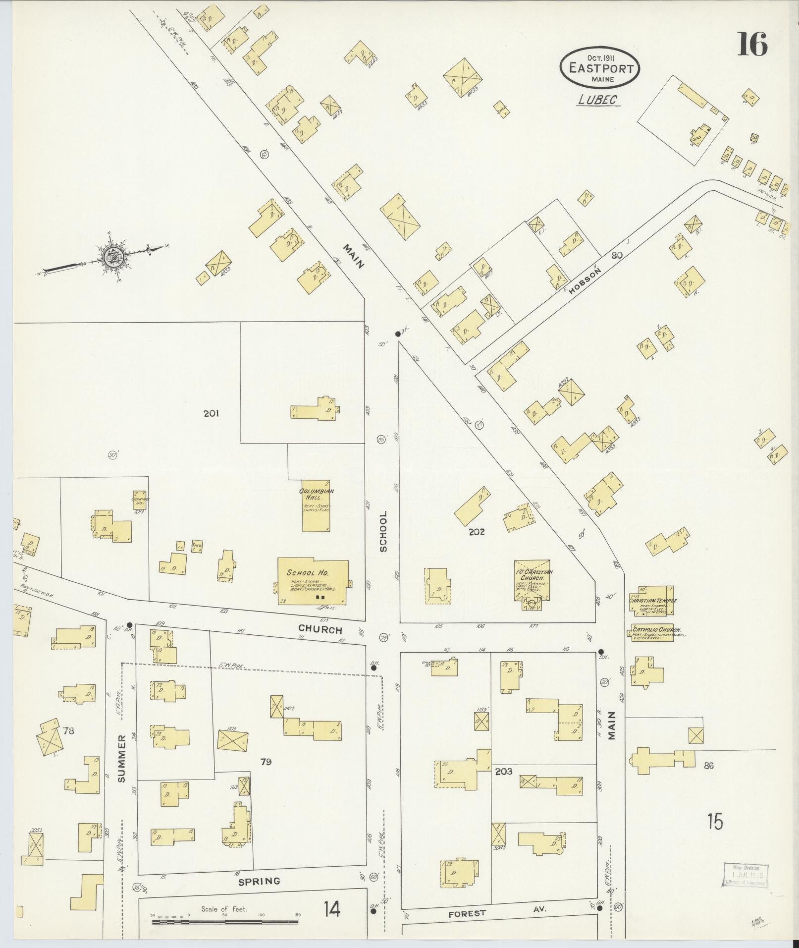 Sanborn Fire Insurance Map from Eastport, Washington County, Maine (1911), Sheet #0016 - Complete Map Set gallery image, historic Sanborn map, vintage wall art, Maine Maine