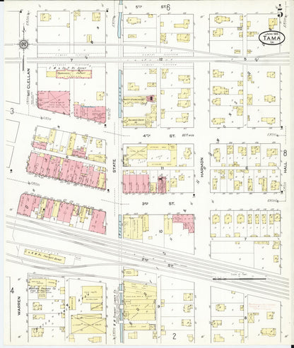 Sanborn Fire Insurance Map from Tama, Tama County, Iowa (1915), Sheet #0005 - Historic Sanborn Fire Insurance Map Print, vintage old map wall art
