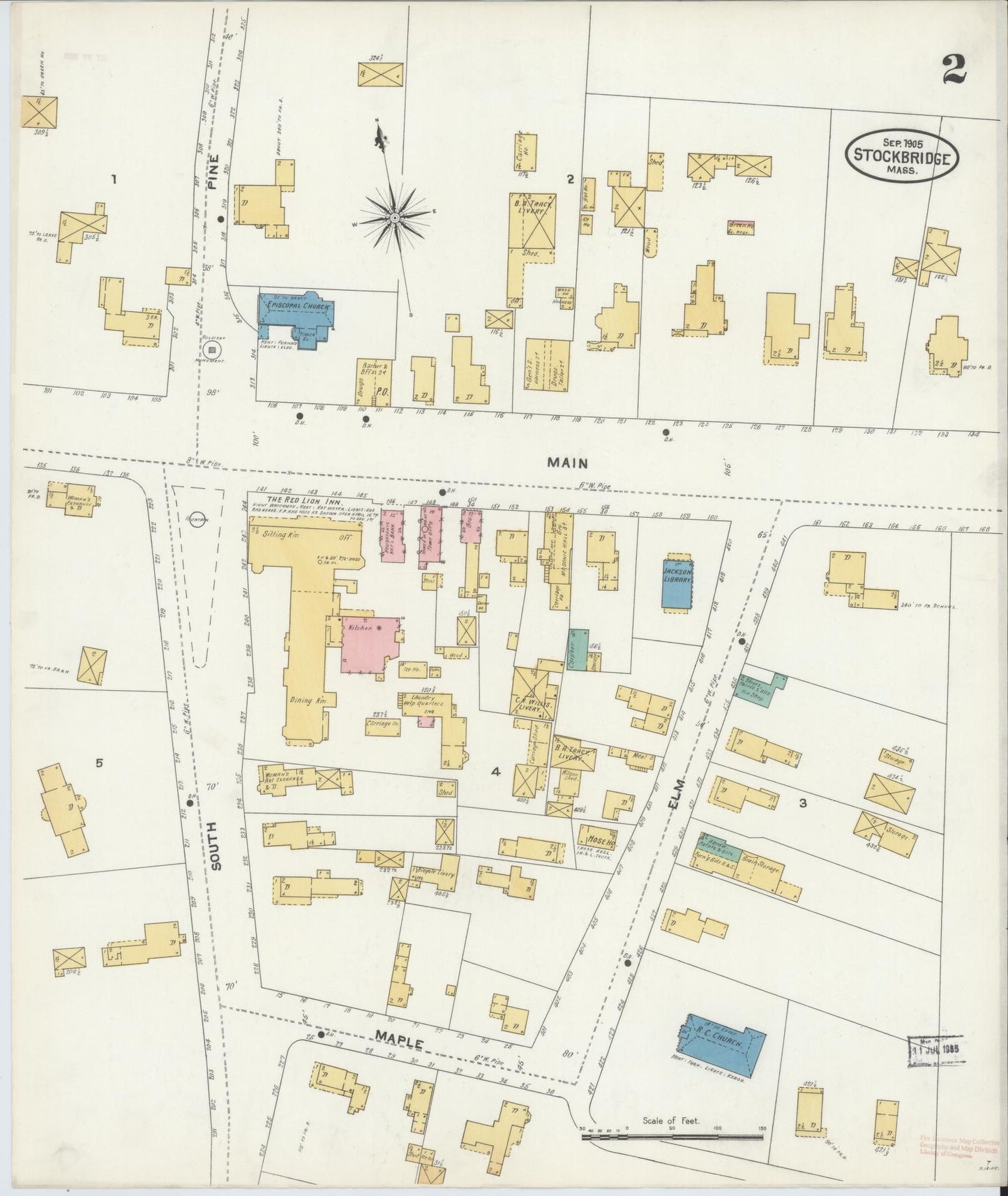 Sanborn Fire Insurance Map from Stockbridge, Berkshire County, Massachusetts (1905), Sheet #0002 - Complete Map Set gallery image, historic Sanborn map, vintage wall art, Massachusetts Massachusetts