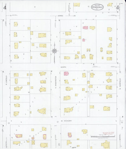 Sanborn Fire Insurance Map from Hinsdale, Du Page And Cook Counties, Illinois (1927), Sheet #0004 - Historic Sanborn Fire Insurance Map Print, vintage old map wall art, antique decor, genealogy gift, Illinois Illinois map