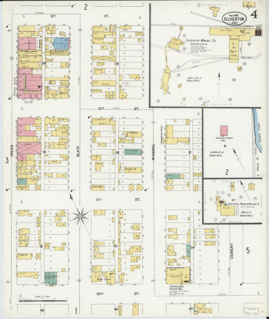 Sanborn Fire Insurance Map from Silverton, San Juan County, Colorado (1902), Sheet #0004 - Historic Sanborn Fire Insurance Map Print, vintage old map wall art, antique decor, genealogy gift, Colorado Colorado map