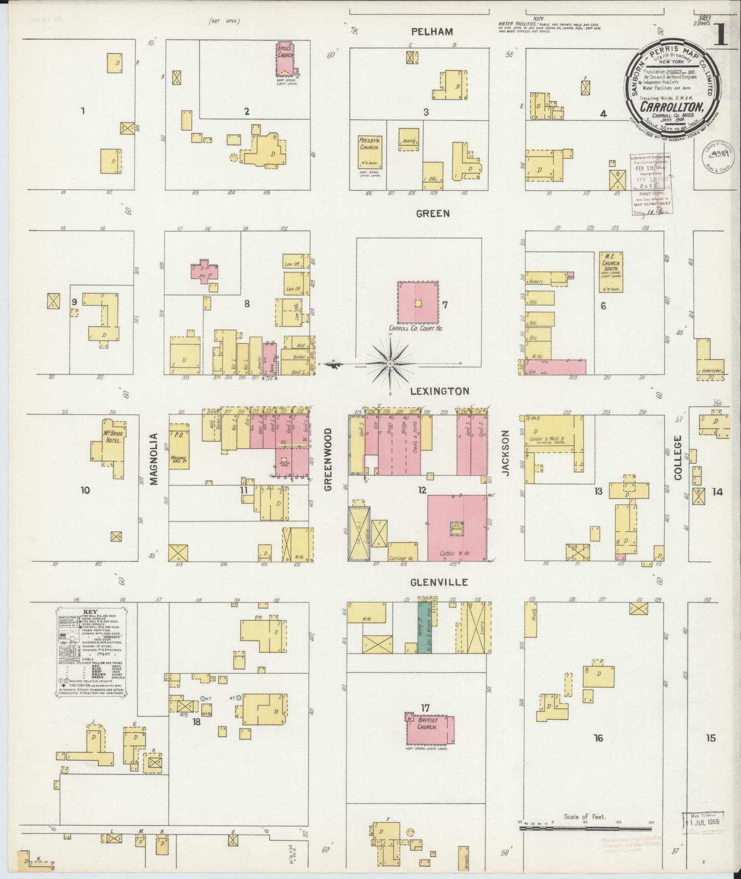Sanborn Fire Insurance Map from Carrollton, Carroll County, Mississippi (1900), Sheet #0001 - Complete Map Set gallery image, historic Sanborn map, vintage wall art, Mississippi Mississippi