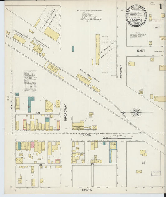 Sanborn Fire Insurance Map from Tyndall, Bon Homme County, South Dakota (1893), Sheet #0001 - Historic Sanborn Fire Insurance Map Print, vintage old map wall art, antique decor, genealogy gift, South Dakota South Dakota map