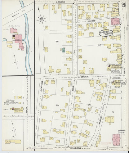 Sanborn Fire Insurance Map from Stoneham, Middlesex County, Massachusetts (1892), Sheet #0003 - Complete Map Set gallery image, historic Sanborn map, vintage wall art, Massachusetts Massachusetts