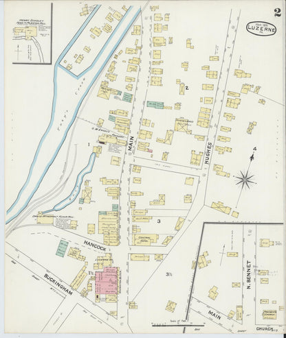 Sanborn Fire Insurance Map from Luzerne, Luzerne County, Pennsylvania (1891), Sheet #0002 - Historic Sanborn Fire Insurance Map Print, vintage old map wall art, antique decor, genealogy gift, Pennsylvania Pennsylvania map
