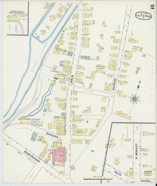Sanborn Fire Insurance Map from Luzerne, Luzerne County, Pennsylvania (1891), Sheet #0002 - Historic Sanborn Fire Insurance Map Print, vintage old map wall art, antique decor, genealogy gift, Pennsylvania Pennsylvania map