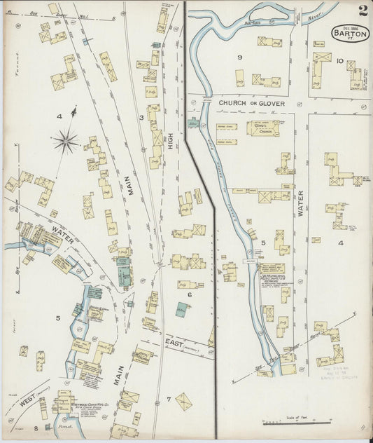 Sanborn Fire Insurance Map from Barton, Orleans County, Vermont (1886), Sheet #0002 - Historic Sanborn Fire Insurance Map Print, vintage old map wall art, antique decor, genealogy gift, Vermont Vermont map