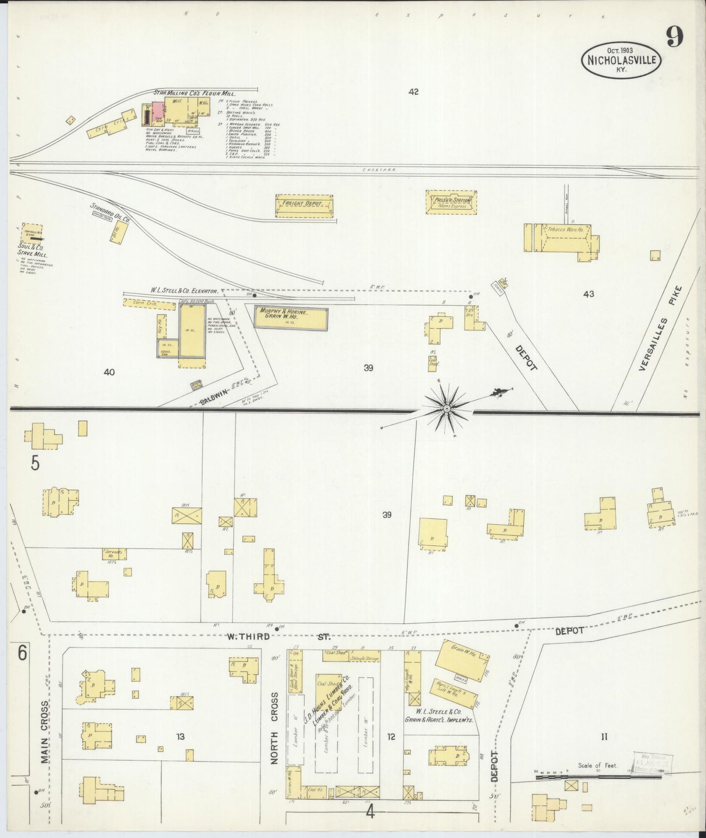 Sanborn Fire Insurance Map from Nicholasville, Jessamine County, Kentucky (1903), Sheet #0009 - Complete Map Set gallery image, historic Sanborn map, vintage wall art, Kentucky Kentucky
