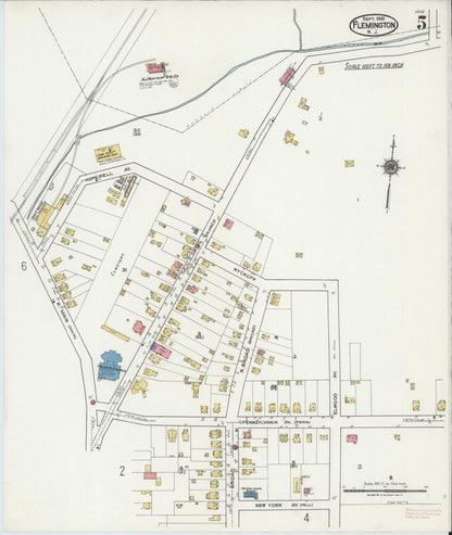 Sanborn Fire Insurance Map from Flemington, Hunterdon County, New Jersey (1921), Sheet #0005 - Complete Map Set gallery image, historic Sanborn map, vintage wall art, New Jersey New Jersey