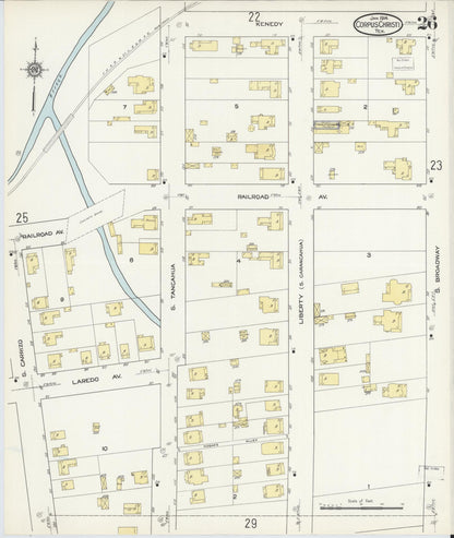 Sanborn Fire Insurance Map from Corpus Christi, Nueces County, Texas (1914), Sheet #0026 - Complete Map Set gallery image, historic Sanborn map, vintage wall art, Texas Texas