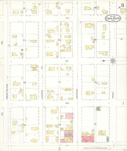Sanborn Fire Insurance Map from Coeur D'alene, Kootenai County, Idaho (1903), Sheet #0003 - Complete Map Set gallery image, historic Sanborn map, vintage wall art, Idaho Idaho