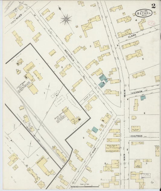 Sanborn Fire Insurance Map from Bethel, Oxford County, Maine (1894), Sheet #0002 - Historic Sanborn Fire Insurance Map Print, vintage old map wall art, antique decor, genealogy gift, Maine Maine map