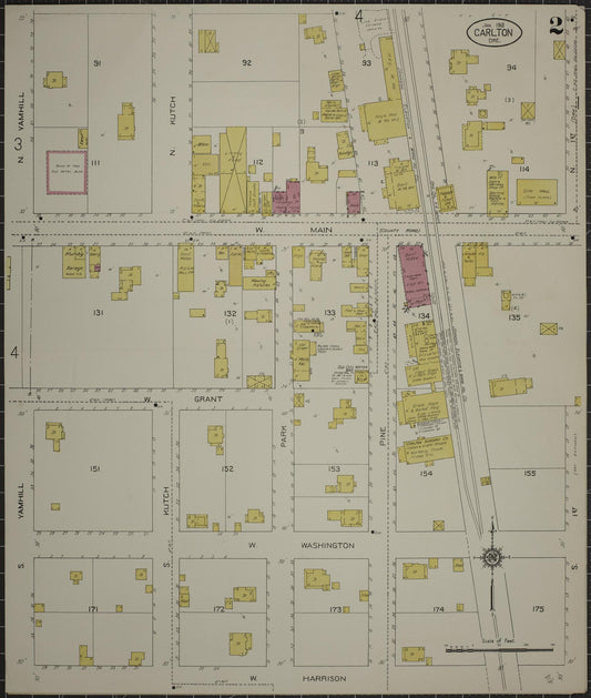 Sanborn Fire Insurance Map from Carlton, Yamhill County, Oregon (1913), Sheet #0002 - Historic Sanborn Fire Insurance Map Print, vintage old map wall art, antique decor, genealogy gift, Oregon Oregon map
