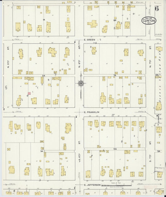 Sanborn Fire Insurance Map from Clinton, Henry County, Missouri (1918), Sheet #0006 - Historic Sanborn Fire Insurance Map Print, vintage old map wall art, antique decor, genealogy gift, Missouri Missouri map