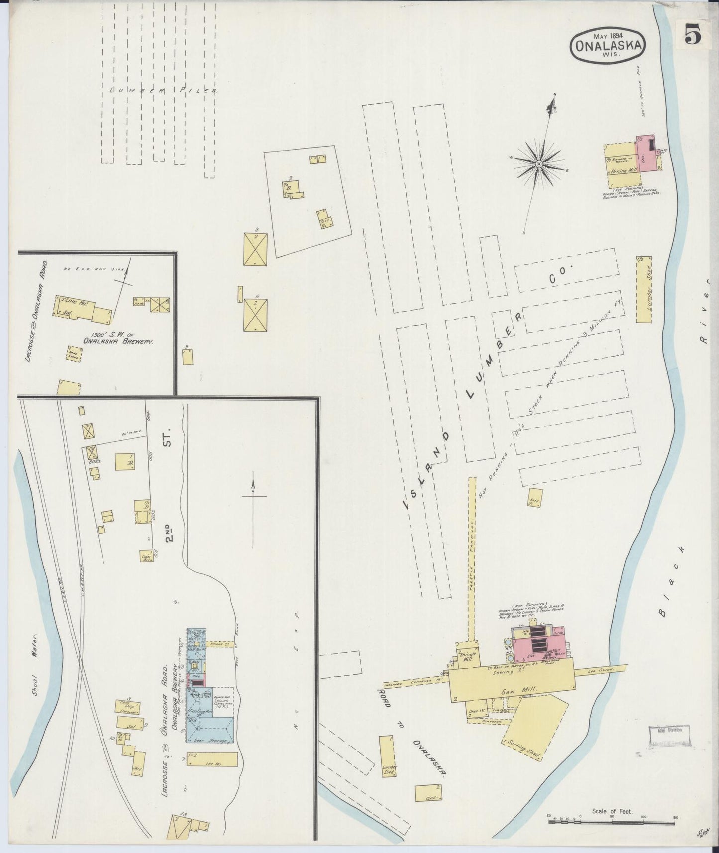 Sanborn Fire Insurance Map from Onalaska, La Crosse County, Wisconsin (1894), Sheet #0005 - Historic Sanborn Fire Insurance Map Print, vintage old map wall art, antique decor, genealogy gift, Wisconsin Wisconsin map