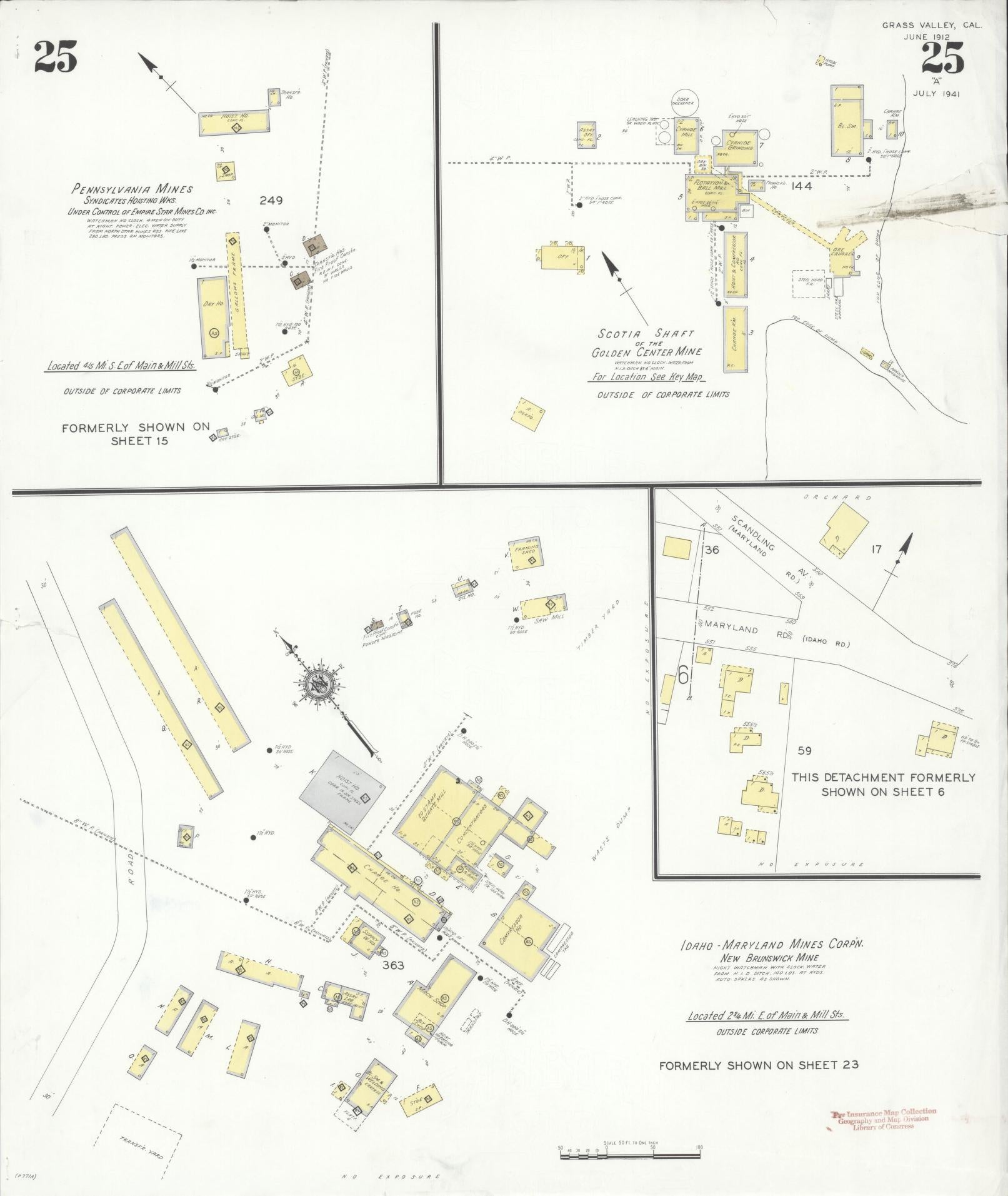 Sanborn Fire Insurance Map from Grass Valley, Nevada County, California (1941), Sheet #0025 - Historic Sanborn Fire Insurance Map Print, vintage old map wall art, antique decor, genealogy gift, California California map
