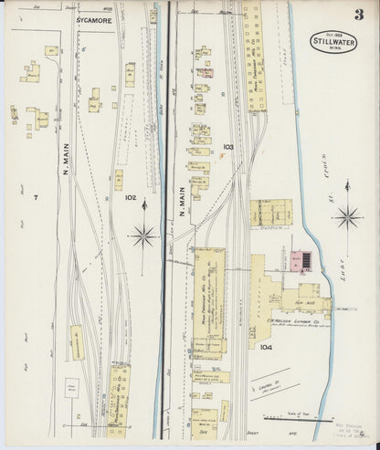 Sanborn Fire Insurance Map from Stillwater, Washington County, Minnesota (1888), Sheet #0003 - Historic Sanborn Fire Insurance Map Print, vintage old map wall art, antique decor, genealogy gift, Minnesota Minnesota map