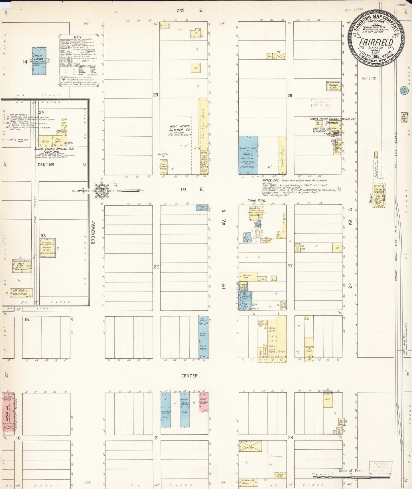 Sanborn Fire Insurance Map from Fairfield, Camas County, Idaho (1915), Sheet #0001 - Historic Sanborn Fire Insurance Map Print, vintage old map wall art, antique decor, genealogy gift, Idaho Idaho map