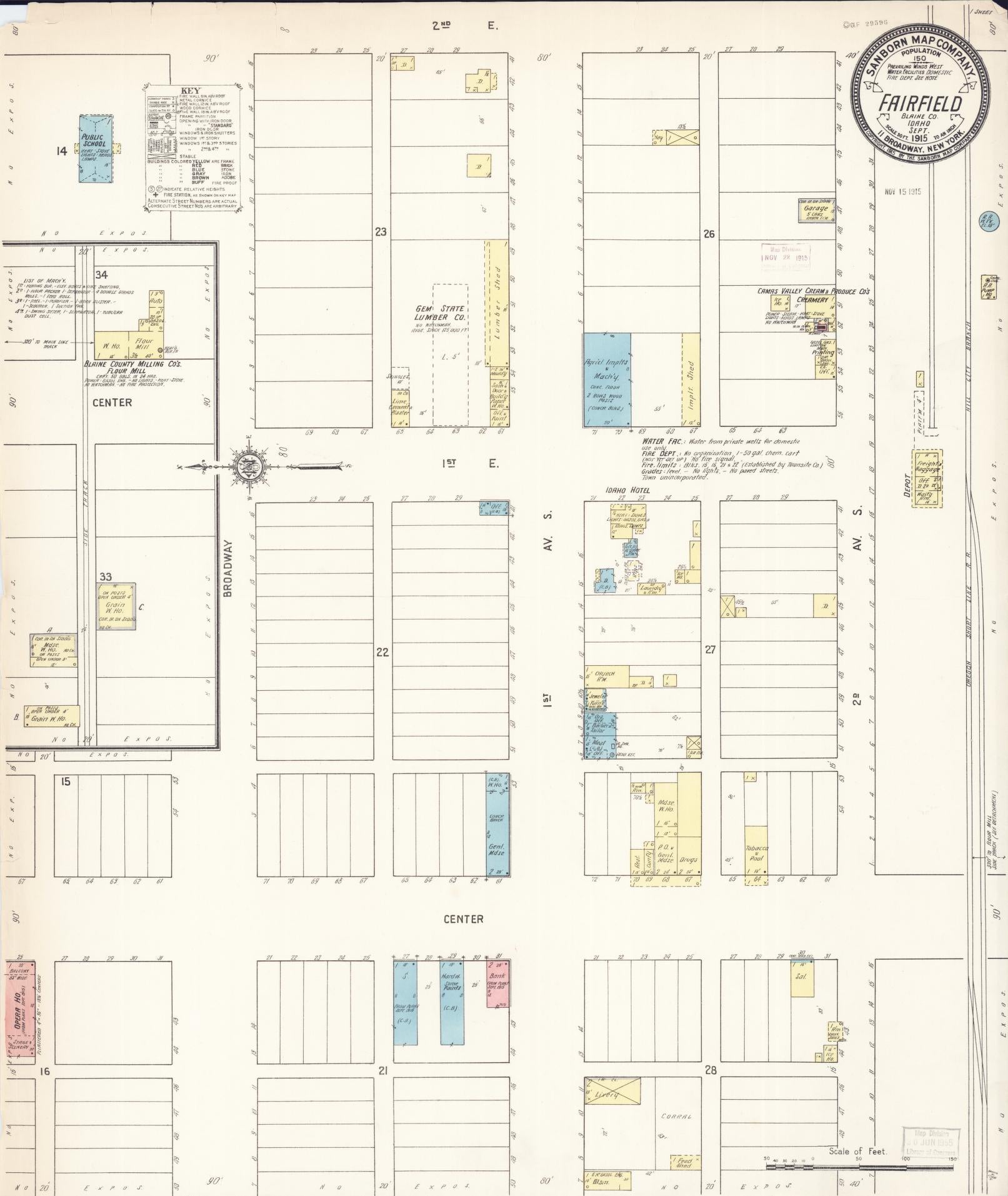 Sanborn Fire Insurance Map from Fairfield, Camas County, Idaho (1915), Sheet #0001 - Historic Sanborn Fire Insurance Map Print, vintage old map wall art, antique decor, genealogy gift, Idaho Idaho map