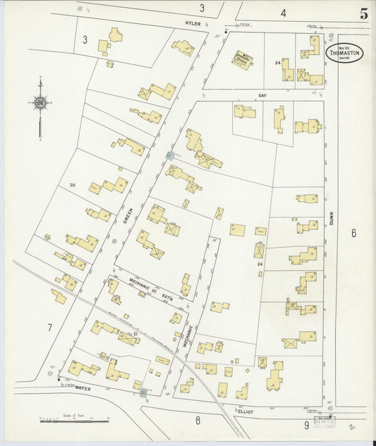 Sanborn Fire Insurance Map from Thomaston, Knox County, Maine (1911), Sheet #0005 - Historic Sanborn Fire Insurance Map Print, vintage old map wall art, antique decor, genealogy gift, Maine Maine map