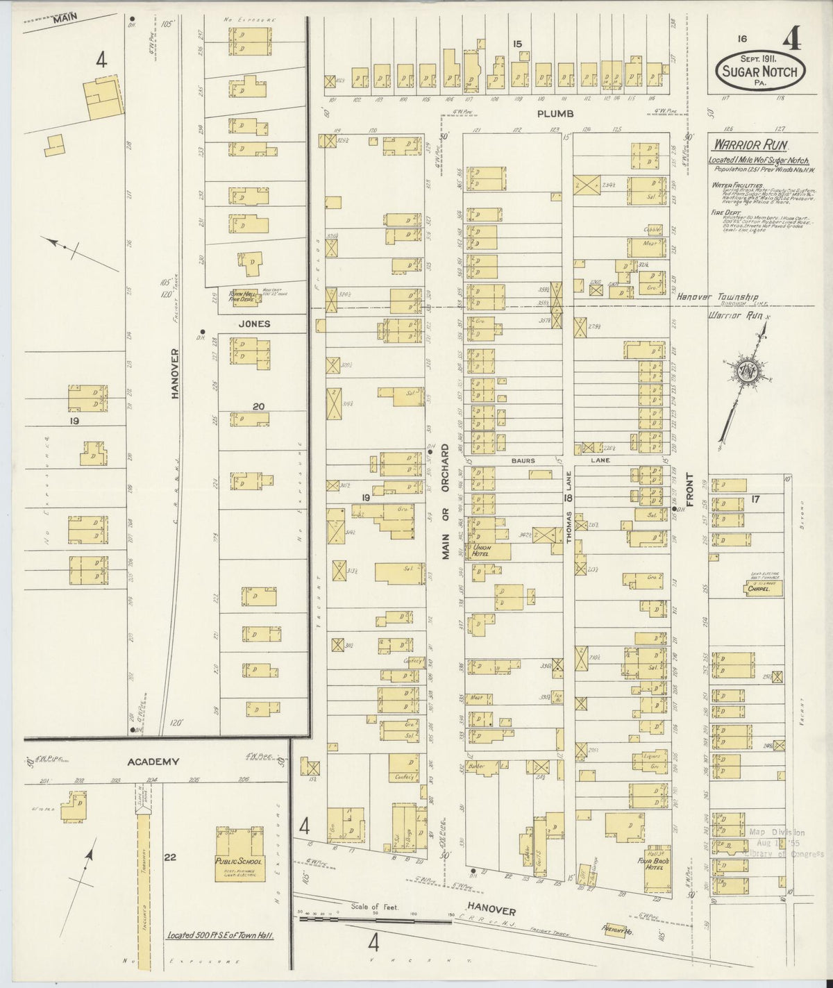 Sanborn Fire Insurance Map from Sugar Notch, Luzerne County, Pennsylvania (1911), Sheet #0004 - Historic Sanborn Fire Insurance Map Print, vintage old map wall art, antique decor, genealogy gift, Pennsylvania Pennsylvania map
