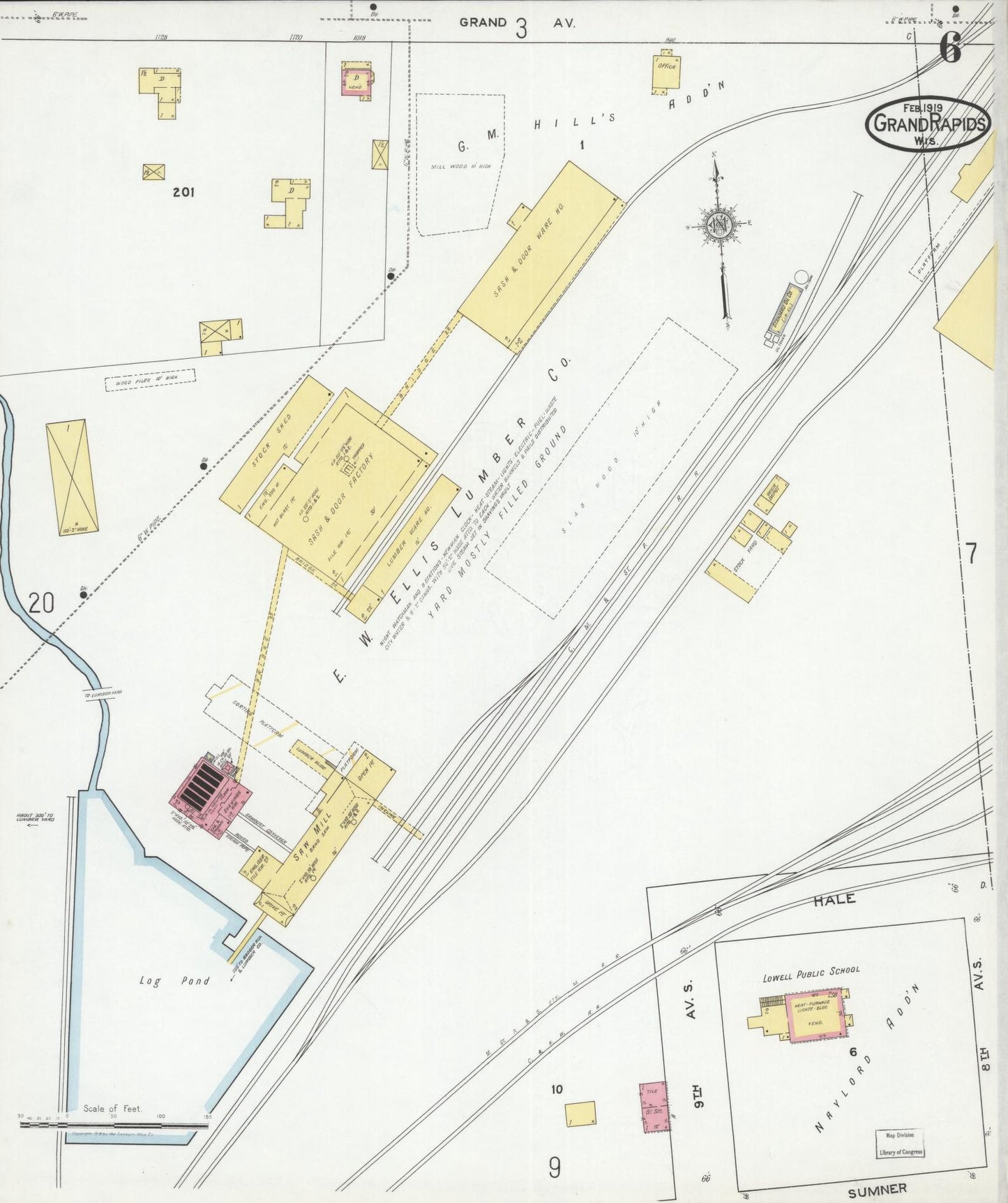 Sanborn Fire Insurance Map from Grand Rapids, Wood County, Wisconsin (1919), Sheet #0006 - Complete Map Set gallery image, historic Sanborn map, vintage wall art, Wisconsin Wisconsin