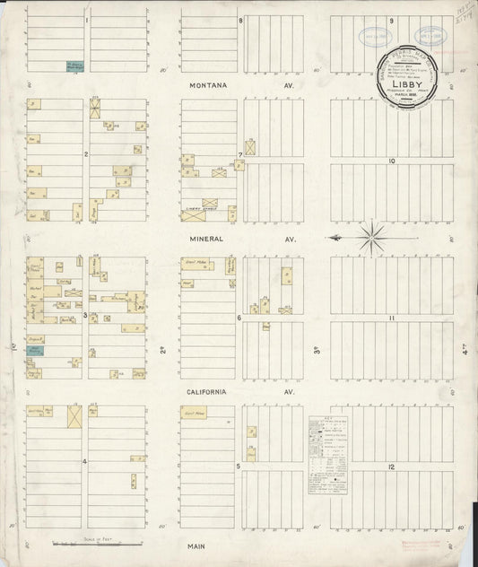 Sanborn Fire Insurance Map from Libby, Lincoln County, Montana (1898), Sheet #0001 - Historic Sanborn Fire Insurance Map Print, vintage old map wall art, antique decor, genealogy gift, Montana Montana map