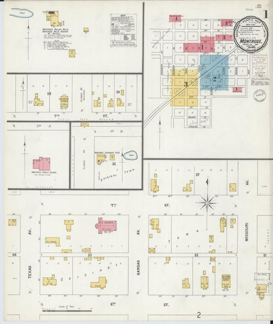 Sanborn Fire Insurance Map from Montrose, Henry County, Missouri (1900), Sheet #0001 - Complete Map Set gallery image, historic Sanborn map, vintage wall art, Missouri Missouri