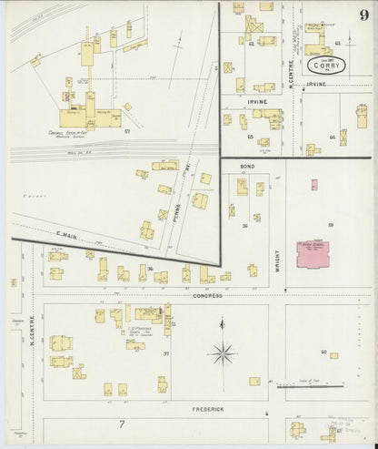 Sanborn Fire Insurance Map from Corry, Erie County, Pennsylvania (1897), Sheet #0009 - Complete Map Set gallery image, historic Sanborn map, vintage wall art, Pennsylvania Pennsylvania