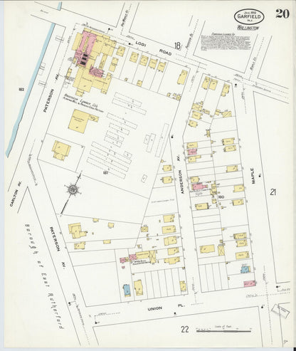 Sanborn Fire Insurance Map from Garfield, Bergen County, New Jersey (1910), Sheet #0020 - Complete Map Set gallery image, historic Sanborn map, vintage wall art, New Jersey New Jersey
