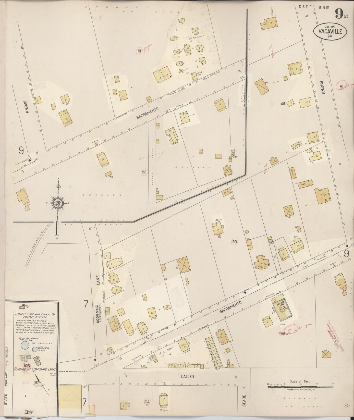 Sanborn Fire Insurance Map from Vacaville, Solano County, California (1941), Sheet #0009 - Complete Map Set gallery image, historic Sanborn map, vintage wall art, California California