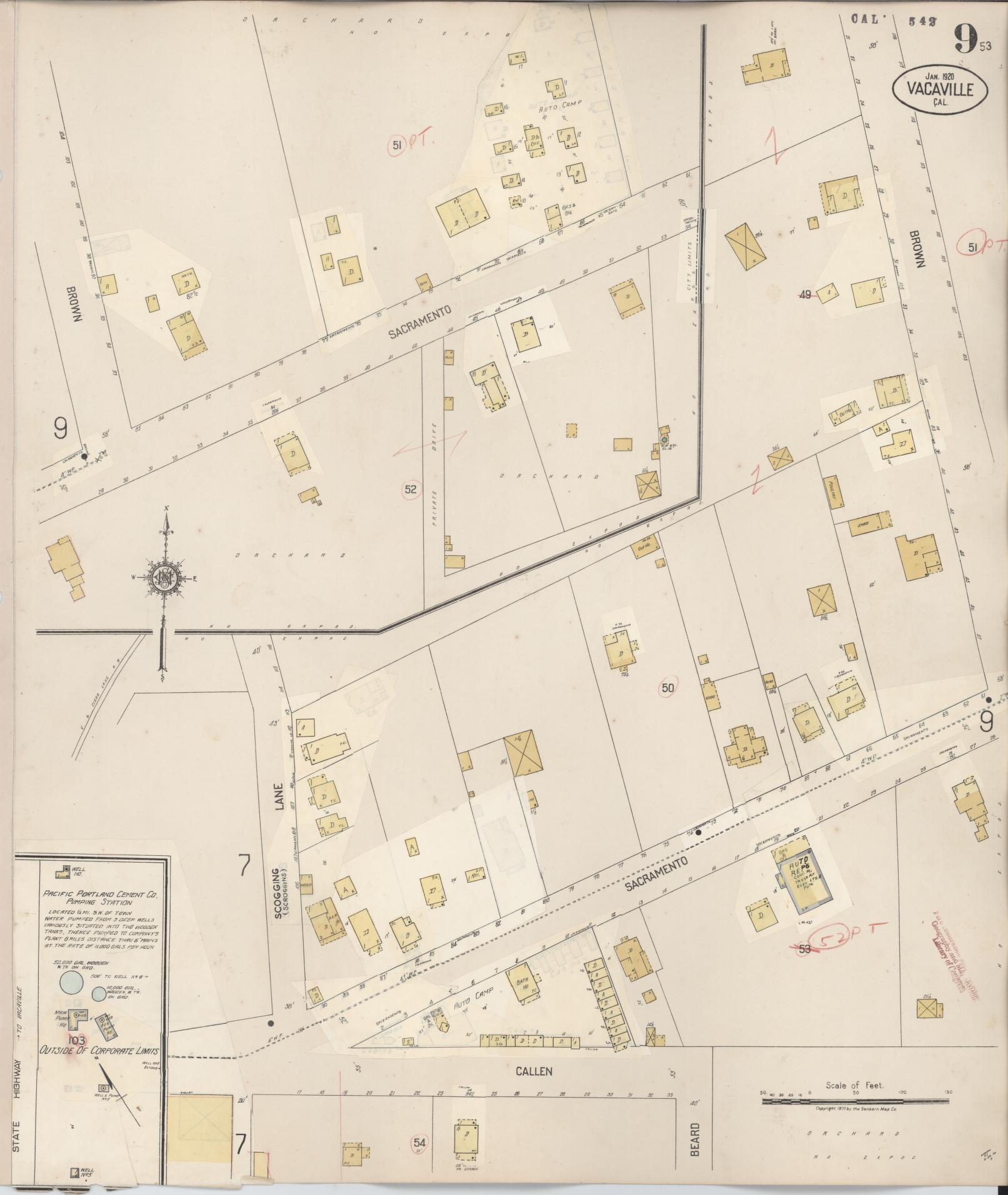 Sanborn Fire Insurance Map from Vacaville, Solano County, California (1941), Sheet #0009 - Complete Map Set gallery image, historic Sanborn map, vintage wall art, California California