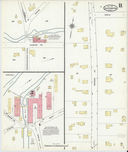 Sanborn Fire Insurance Map from Southington, Hartford County, Connecticut (1911), Sheet #0011 - Complete Map Set gallery image, historic Sanborn map, vintage wall art, Connecticut Connecticut
