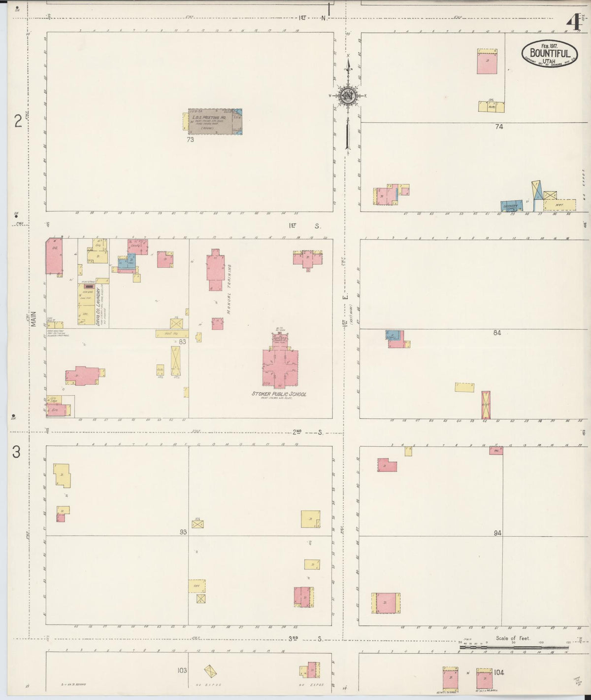 Sanborn Fire Insurance Map from Bountiful, Davis County, Utah (1917), Sheet #0004 - Historic Sanborn Fire Insurance Map Print, vintage old map wall art, antique decor, genealogy gift, Utah Utah map