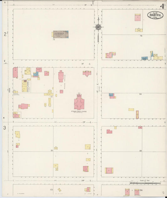 Sanborn Fire Insurance Map from Bountiful, Davis County, Utah (1917), Sheet #0004 - Historic Sanborn Fire Insurance Map Print, vintage old map wall art, antique decor, genealogy gift, Utah Utah map