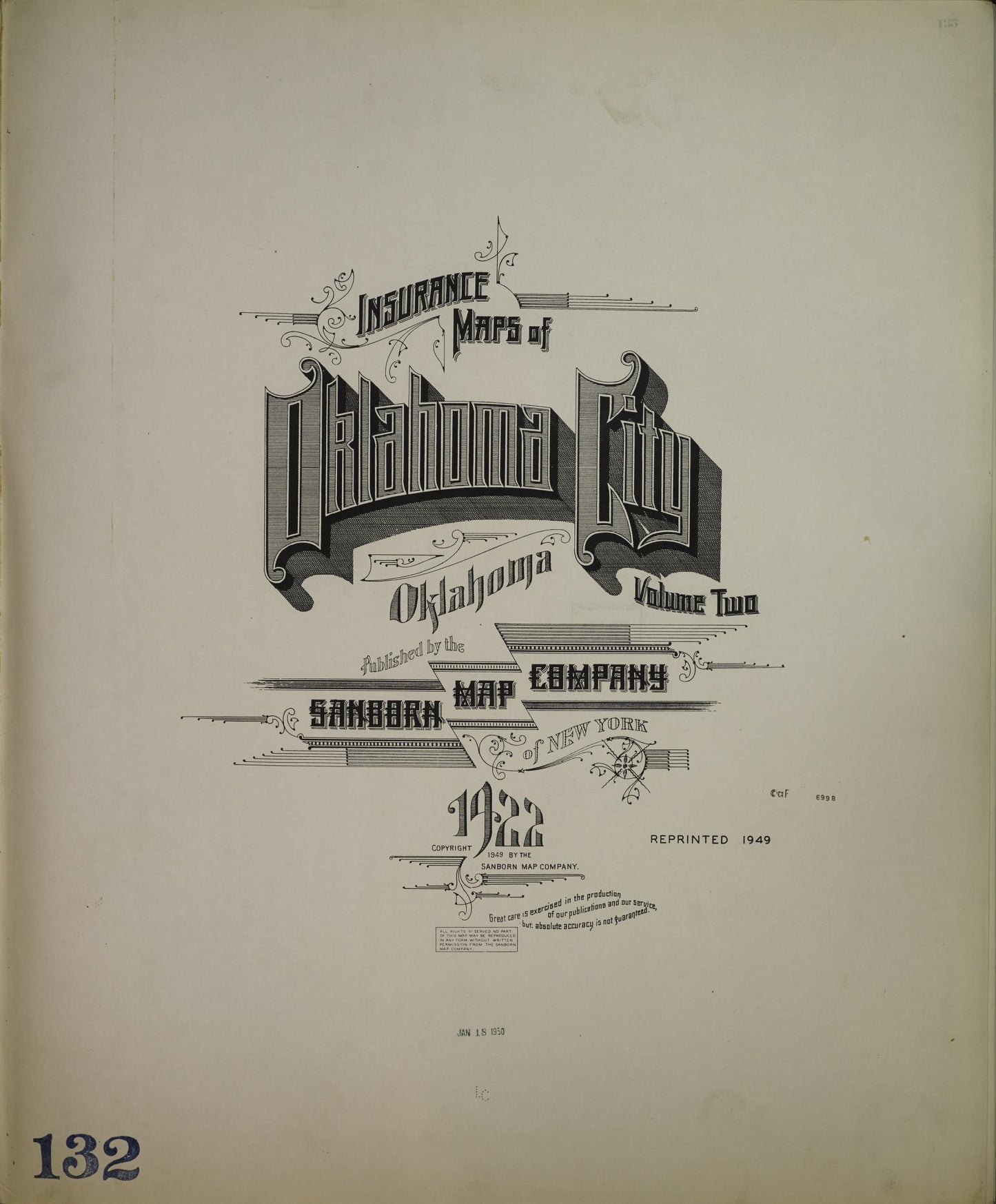 Sanborn Fire Insurance Map from Oklahoma City, Oklahoma County, Oklahoma (1949), Sheet #0001 - Historic Sanborn Fire Insurance Map Print, vintage old map wall art, antique decor, genealogy gift, Oklahoma City Oklahoma map