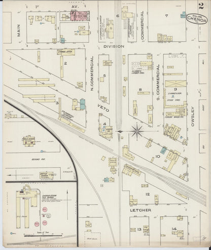Sanborn Fire Insurance Map from Chenoa, McLean County, Illinois (1885), Sheet #0002 - Historic Sanborn Fire Insurance Map Print, vintage old map wall art, antique decor, genealogy gift, Illinois Illinois map