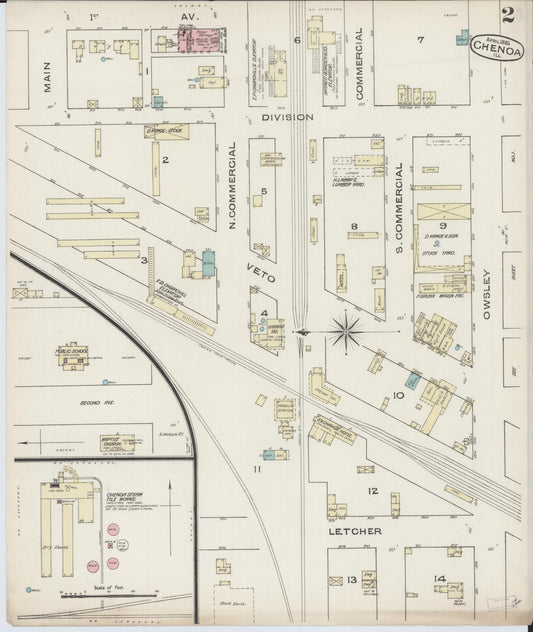 Sanborn Fire Insurance Map from Chenoa, McLean County, Illinois (1885), Sheet #0002 - Historic Sanborn Fire Insurance Map Print, vintage old map wall art, antique decor, genealogy gift, Illinois Illinois map