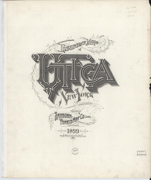 Sanborn Fire Insurance Map from Utica, Oneida County, New York (1899), Sheet #0001 - Historic Sanborn Fire Insurance Map Print, vintage old map wall art, antique decor, genealogy gift, New York New York map